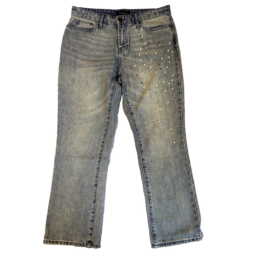 Who What Wear Pearl Studded Jeans Sz 6 Vintage Light Wash Y2K Fairycore Crop